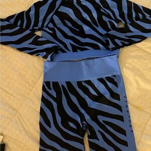 Logo Athletic Blue and Black Zebra Print Athletic Shorts